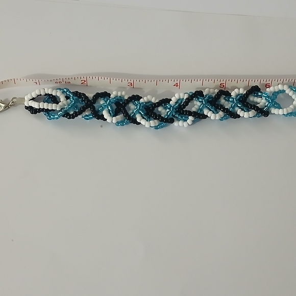Elegant Beaded Bracelet - Blue, Black, and White - Picture 5 of 5